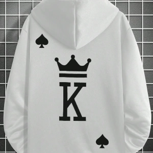Erkek Mektup Baskılı Günlük Kapüşonlu Sweatshirt, Günlük Giyim İçin Uzun Koll