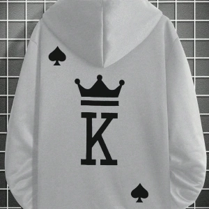 Erkek Mektup Baskılı Günlük Kapüşonlu Sweatshirt, Günlük Giyim İçin Uzun Koll