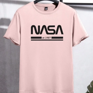 Erkek Mektup Baskılı Kısa Kollu Slim Fit Tişört