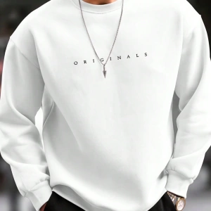 Erkek Mektup Baskılı Uzun Kollu Dışarı Çıkma Sweatshirt