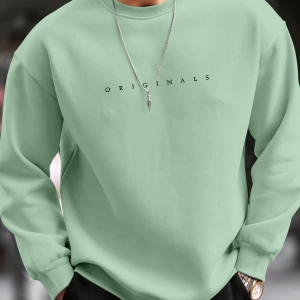 Erkek Mektup Baskılı Uzun Kollu Dışarı Çıkma Sweatshirt