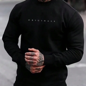 Erkek Mektup Baskılı Uzun Kollu Dışarı Çıkma Sweatshirt