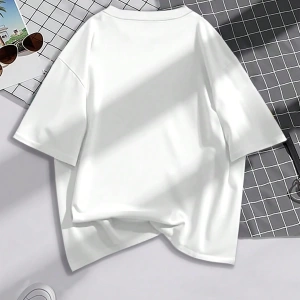 Erkek Mektup Baskılı Yuvarlak Yaka Kısa Kollu Rahat Slim Fit Tişört