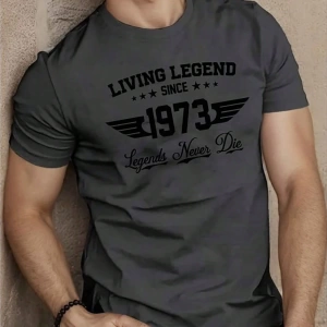 Erkek Mektup Baskılı Yuvarlak Yaka Kısa Kollu Rahat Slim Fit Tişört Erkekler