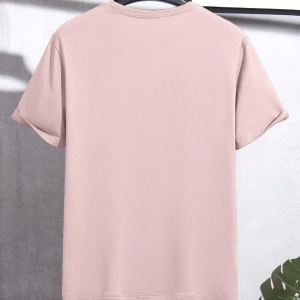 Erkek Mektup Baskılı Yuvarlak Yaka Kısa Kollu Rahat Slim Fit Tişört Erkekler