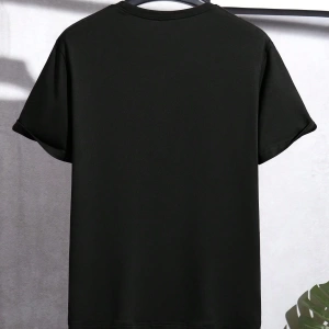Erkek Mektup Baskılı Yuvarlak Yaka Kısa Kollu Rahat Slim Fit Tişört Erkekler