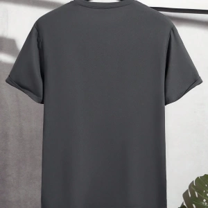 Erkek Mektup Baskılı Yuvarlak Yaka Kısa Kollu Rahat Slim Fit Tişört Erkekler