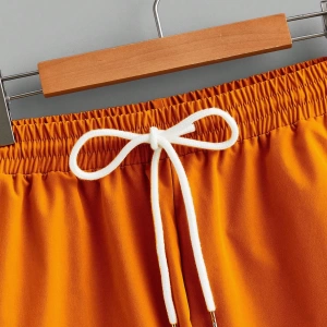 Erkek Mektup Baskılı Yuvarlak Yaka Kısa Kollu Rahat Tişört Ve Bağcıklı Bel Ş