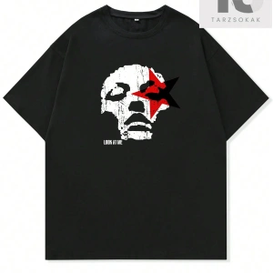 Erkek Mektup Grafik Damla Omuz Tişört