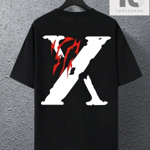 Erkek Melek Ve Slogan Baskılı Yuvarlak Yaka Tişört