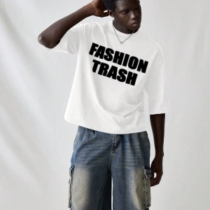 Erkek Modası Rahat Moda Kentsel İngilizce Harf Metin Grafik Baskı Bol Kesim Kısa Kollu