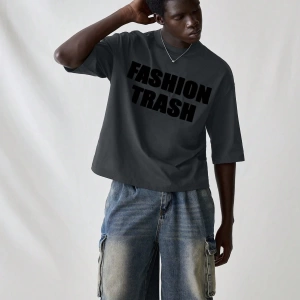 Erkek Modası Rahat Moda Kentsel İngilizce Harf Metin Grafik Baskı Bol Kesim Kısa Kollu