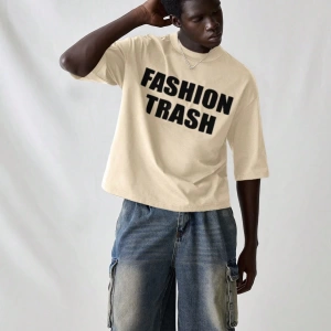 Erkek Modası Rahat Moda Kentsel İngilizce Harf Metin Grafik Baskı Bol Kesim Kısa Kollu