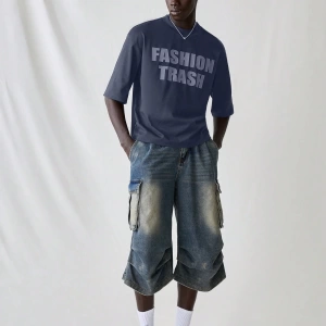 Erkek Modası Rahat Moda Kentsel İngilizce Harf Metin Grafik Baskı Bol Kesim Kısa Kollu