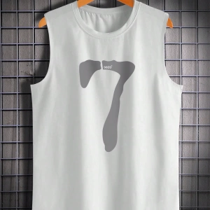 Erkek Numara Baskılı Yuvarlak Yaka Rahat Çok Yönlü Tank Top