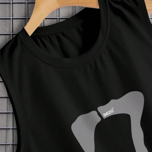 Erkek Numara Baskılı Yuvarlak Yaka Rahat Çok Yönlü Tank Top