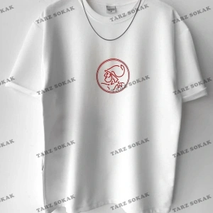 Erkek Oversize Baskılı Pamuklu Bisiklet Yaka Kısa Kollu T-shirt Efsane