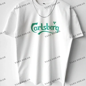 Erkek Oversize Calsberg Baskılı Bisiklet Yaka