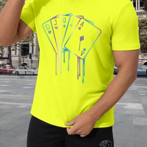 Erkek Oyun Kartı Baskılı Tişört ve Şort