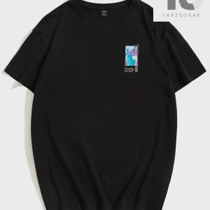 Erkek Pamuk Heykel & Sloganlı Grafik Tişört