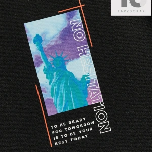 Erkek Pamuk Heykel & Sloganlı Grafik Tişört