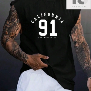 Erkek Pamuklu Harfli Grafik Tank Top