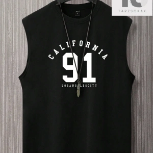 Erkek Pamuklu Harfli Grafik Tank Top