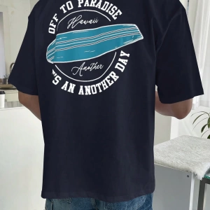 Erkek Pamuklu Slogan Grafik Tişört