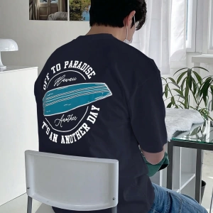 Erkek Pamuklu Slogan Grafik Tişört