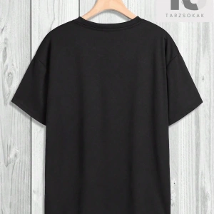 Erkek Portre & Japonca Kelime Baskılı Kısa Kollu Tişört