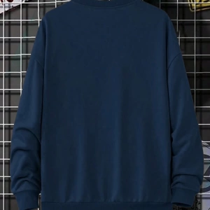 Erkek Rahat Bol Kesim Harf Baskılı Yuvarlak Yaka Uzun Kollu Sweatshirt, İlkbahar Sonbahar
