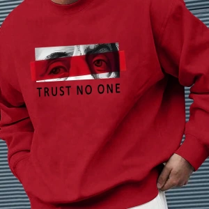 Erkek Rahat Mektup Baskılı Yuvarlak Yaka Uzun Kollu Bol Sweatshirt İlkbahar Sonbahar İçin