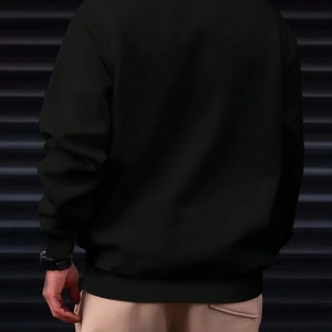 Erkek Rahat Mektup Baskılı Yuvarlak Yaka Uzun Kollu Bol Sweatshirt İlkbahar Sonbahar İçin