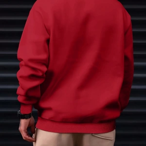 Erkek Rahat Mektup Baskılı Yuvarlak Yaka Uzun Kollu Bol Sweatshirt İlkbahar Sonbahar İçin