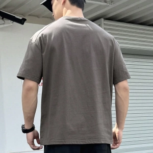 Erkek Rahat Minimalist Mektup Baskılı Kısa Kollu Tişört, Yaz
