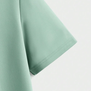 Erkek Rahat Örgü Slim Fit Mürettebat Yaka Kısa Kollu Tişört ve Orta Bel