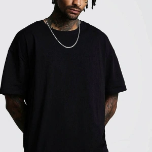 Erkek Siyah Düz Oversize T-shirt