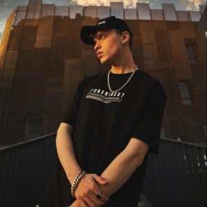 Erkek Siyah Interpol Baskılı Oversize Pamuklu Bisiklet Yaka T-shirt