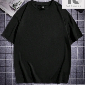 Erkek Siyah Örgü Yuvarlak Yaka Kısa Kollu Tişört