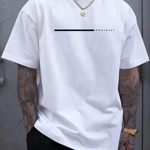 Erkek Slim Fit Harfli Grafik Baskılı Mürettebat Yaka Kısa Kollu Günlük Tişört