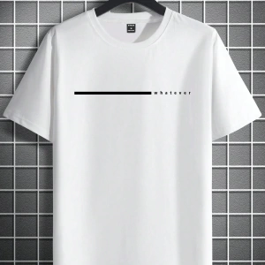 Erkek Slim Fit Harfli Grafik Baskılı Mürettebat Yaka Kısa Kollu Günlük Tişört