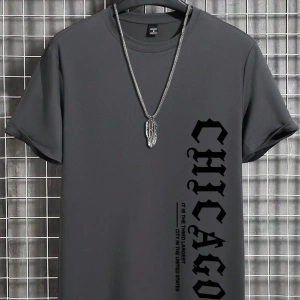 Erkek Slim Fit Yuvarlak Yaka Kısa Kollu Tişört, Yaz İçin Moda