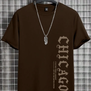 Erkek Slim Fit Yuvarlak Yaka Kısa Kollu Tişört, Yaz İçin Moda