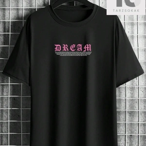 Erkek Slogan Baskılı Kısa Kollu Tişört