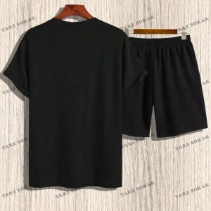 Erkek Slogan Baskılı Kısa Kollu Tişört Ve Şort Takım