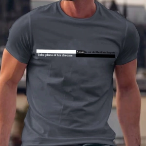 Erkek Slogan Baskılı Mürettebat Yaka Kısa Kollu Slim Fit Günlük Tişört