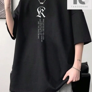 Erkek Slogan Baskılı Yuvarlak Yaka Tişört