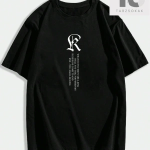 Erkek Slogan Baskılı Yuvarlak Yaka Tişört