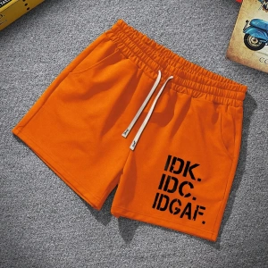 Erkek Slogan Grafik Bağcıklı Bel Şortu Grafik Dışarı Çıkma Moda Bağcıklı Şort