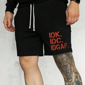 Erkek Slogan Grafik Bağcıklı Bel Şortu Grafik Dışarı Çıkma Moda Bağcıklı Şort